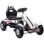 HOMCOM Children Pedal Go Kart w/ Adjustable Seat, Inflatable Tyres - White