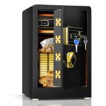 40L Safe Box Home Money Safe w/ Double Safety Key Lock & Built-in Cabinet Box