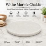 White Marble Chakla Hand Made Roti Chapati Rolling Chopping Board 10"