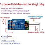 1ch 5V Latch Relay Module Flip-Flop Bistable Self-locking Trigger Switch Board