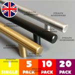 Kitchen Cupboard Cabinet T-Bar Door Handle Brushed Stainless Steel Black Gold