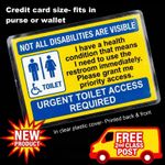Medical alert. Urgent Toilet Access , laminated card.
