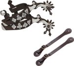 2PCS Horse Spurs for Cowboy Boots with Spur Straps，Western Equestrian Riding Spu