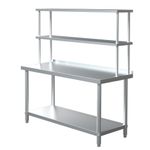 Stainless Steel Prep Table Work Bench Kitchen With Decking Overshelf Commercial