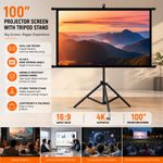 Projection Screen with Tripod Stand Height Adjustable 100 inch 4K HD Home Office