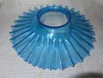 ANTIQUE 10" BLUE GLASS PLEATED PETTICOAT CHIMNEY SHADE 4" FITTER