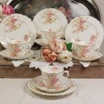 Set Of 4 Victorian Crown Staffordshire Aesthetic Movement Teacup Trios