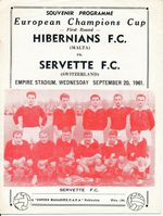 Hibernians MALTA v Servette Switzerland (European Cup) 1961/1962