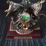 "Predicting the Elements" Wizard Figurine Statue, Mythical Ornament, Wooden Base