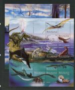 G405  Central Africa 2001  Dinosaurs   sheets of 12  FOLDED ONCE    MNH
