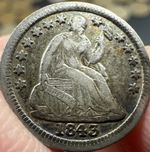 1843 Seated Liberty Half Dime VF