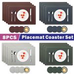 Set of 4 Place Mats and 4 Coasters Home Dining Table Placemats Wipe Clean Xmas