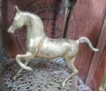 Engraved Brass Horse Statue Figurine Golden Ornament Equine