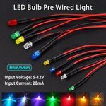 3mm/5mm LED Bulb Pre Wired Light Emitting Diodes 5V~12V Small 20cm Pre Wired