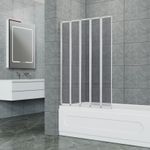 1200x1400mm,800x1400mm Pivot Bath Shower Screen Folding /Grid Grey Glass Panel