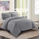 Stripe Duvet Cover Set with Pillowcases Brushed Microfibre Single Double King SK