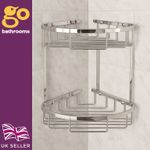 Solid Brass Double Tier Corner Chrome Shower Basket Large Bathroom Storage Rack