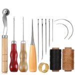 Leather Sewing Kit Hand Stitching Awl Needles Waxed Thread Repair Tool Set