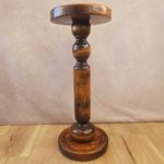 Vintage Turned Solid Wood Pedestal Plant Stand / Side Table 59cm Tall
