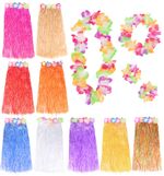 HAWAIIAN HULA SKIRT AND 4 PC LEI SET LADIES LUAU LONG 80CM FANCY DRESS COSTUME
