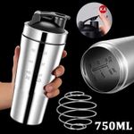 Protein Shaker Bottle Leak-Proof Metal Shaker Cup Stainless Steel Protein Mixer