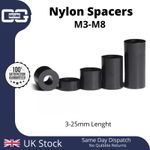 Black Nylon Standoff Plastic Spacers Washers M3 | M4 | M5 | M6 | M8 | 3-25mm
