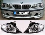 For BMW E46 01-06 LCI Saloon/ Touring Front Black clear Turnsignals Blinkers