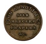 1842 Antrim Belfast farthing token John Arnott & Co silk mercers drapers W# 5360