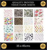 PATTERNED PRINT TISSUE PAPER SHEETS - GIFT WRAPPING LUXURY - ACID FREE 35x45cm