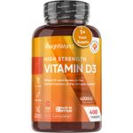 Vitamin D3 - 400 Tablets - 4000IU - 1+ year supply - Teeth, Bone & muscle health