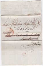 1836 GLASGOW QUEBEC GREAT FIRE DISASTER SHIP LETTER TO CANADA TOO LATE PACKET
