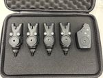 4 x Carp Fishing Alarms with Receiver. Packed with features, compact alarms