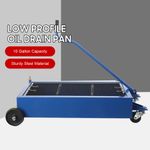 Low Profile Oil Drain Pan W/ Wheels Anti-Splash Mesh Grille 10 Gallon Blue NEW