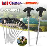 10/20/30Pcs Screw In Heavy Duty Ground Pegs Awning Pegs Tent Peg Bivvy Tent Pegs