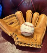 Vintage Leather Baseball Glove Hollander Japan Big Grain catcher And Ball