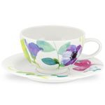 Portmeirion Water Garden Tea Cup & Saucers Set Porcelain Floral WG67105-XL