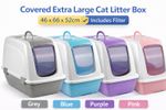 XL Closed Cat Litter Box 66cm Large Hooded Covered Cat Toilet Tray With Filter