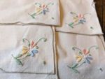 Vintage Cotton Embroidered Napkins X 4