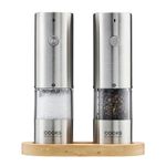 Cooks Professional Rechargeable Salt & Pepper Mill Set with Base S-Steel Grinder