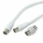 White Aerial Coaxial Cable Digital TV Coax Male to Male Extension RF Fly Lead UK