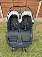 City Mini Baby Jogger Double Pram Black with Rain Cover