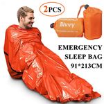 2 PACKS Emergency Sleeping Bag Outdoor Survival Sleeping Bag Thermal Bivy Sacks