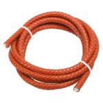 6mm Round Braided Leather Cord for Crafts Jewelry Making, Orange-red(1.1Yards)