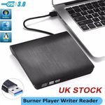 USB 3.0 External DVD CD Hard Disc Burner Player Reader Optical Drive PC Laptop