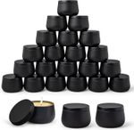 4 OZ Candle Jars with Bamboo Lids for Making Candles, Thick Matte Black 24 Pack