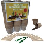 100 Biodegradable Seed Pots + 20 Bamboo Markers +Planting Tools. 6cm or 8cm Pots