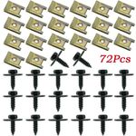 72pcs U Nut & Hex Screw For BMW Speed Fastener Undertray Sheet Metal Clip Fixing