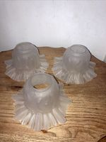 Vintage Frosted, Frilled Art Nouveau Style, Trio Of Glass Shades, Replacement