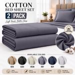 2 PACK Flat Sheet Egyptian Cotton 400TC Bed Sheets Single Double Super King Size