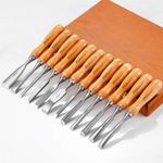12 Piece Wood Chisel Carving Tool Set in Wooden Box CR-V Steel Woodworking Tools